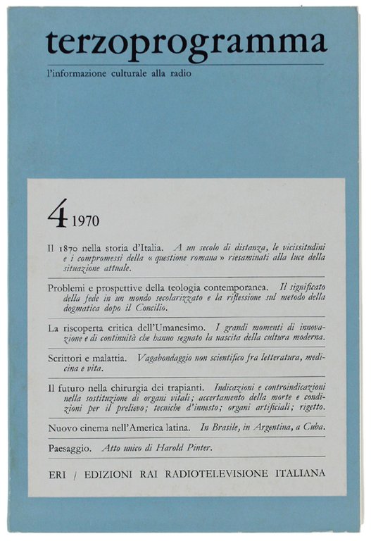TERZOPROGRAMMA. n. 4/1970. L'informazione culturale alla radio. | Immagine Gallery 2