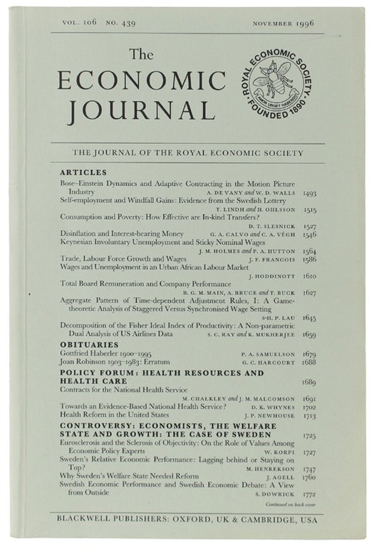 THE ECONOMIC JOURNAL - Vol. 106 No. 439 - November … | Immagine Gallery 2