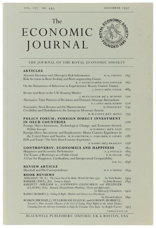 THE ECONOMIC JOURNAL - Vol. 107 No. 445 - November … | Immagine Gallery 2