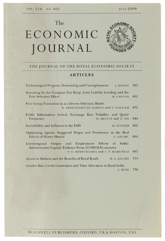 THE ECONOMIC JOURNAL - Vol. 110 No. 465 - July … | Immagine Gallery 3
