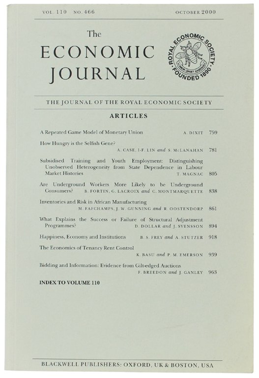 THE ECONOMIC JOURNAL - Vol. 110 No. 466 - October …