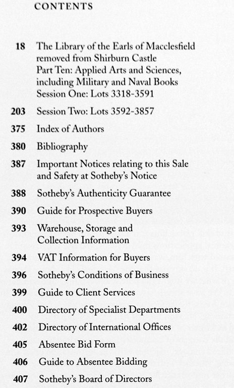 THE LIBRARY OF THE EARLS OF MACCLESFIELD REMOVED FROM SHIRBURN …