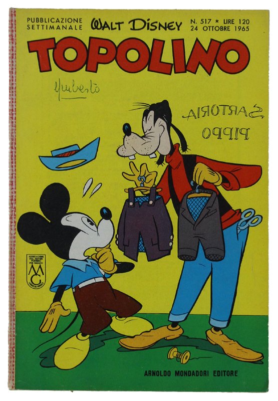 TOPOLINO N. 517 anno 1965 - Libretto. Copertina con firmetta, …
