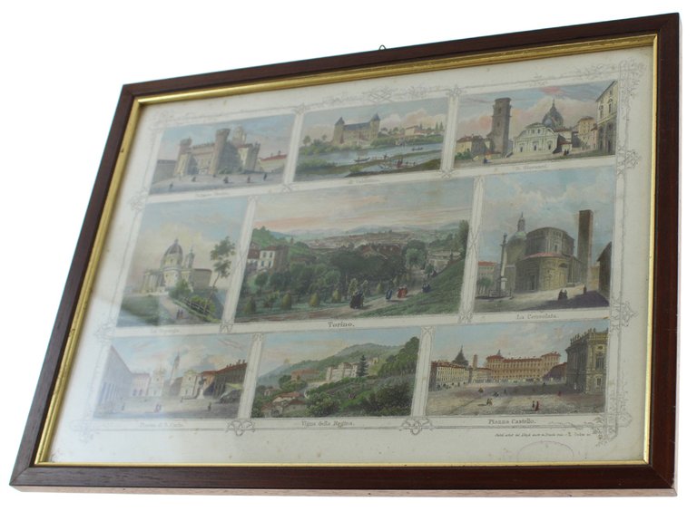 TORINO: 9 vedute a colori - Stampa antica con cornice … | Immagine Gallery 2
