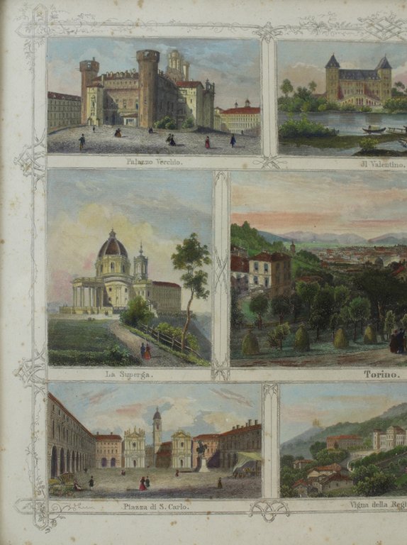 TORINO: 9 vedute a colori - Stampa antica con cornice … | Immagine Gallery 3