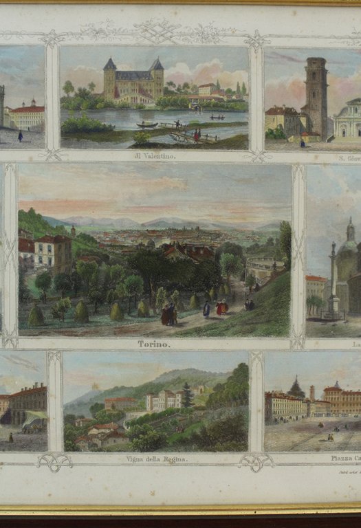TORINO: 9 vedute a colori - Stampa antica con cornice … | Immagine Gallery 4