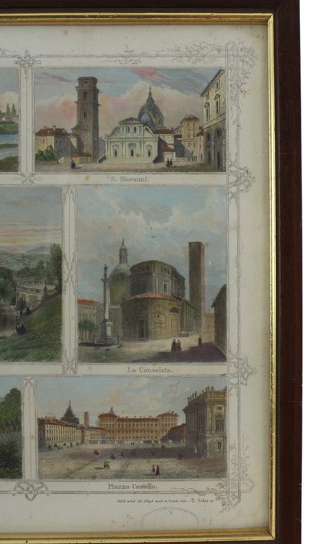 TORINO: 9 vedute a colori - Stampa antica con cornice … | Immagine Gallery 5