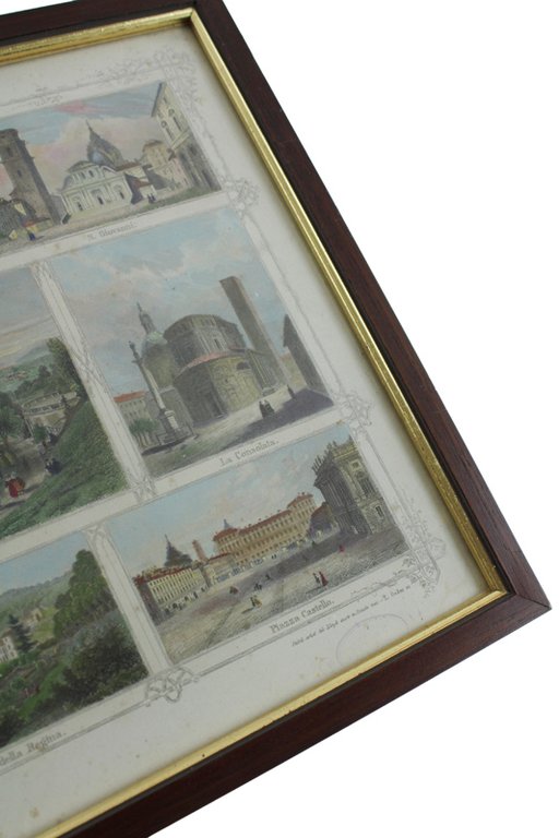 TORINO: 9 vedute a colori - Stampa antica con cornice … | Immagine Gallery 7