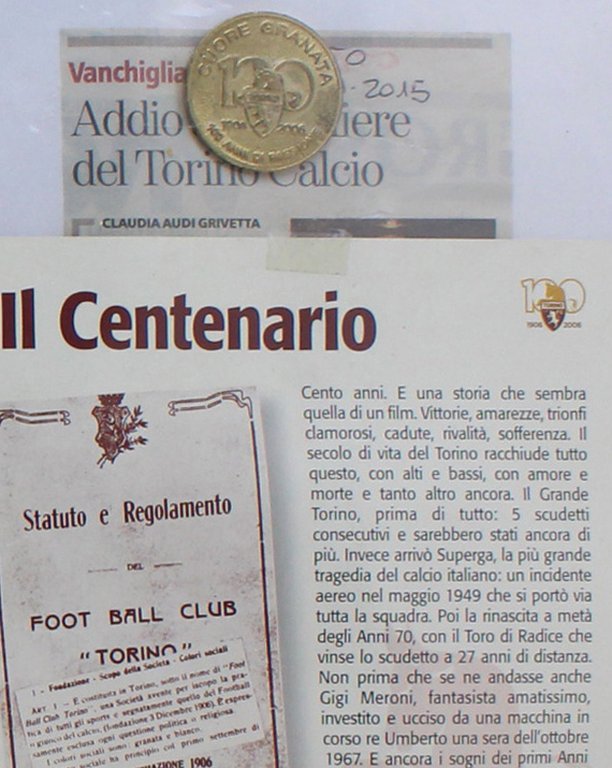 TORINO CALCIO 1906 - COLLEZIONE DI DOCUMENTI E CIMELI DEL …