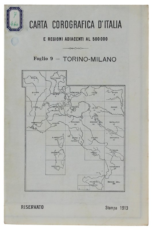 TORINO-MLANO. Foglio 9 della CARTA COROGRAFICA D'ITALIA E REGIONI ADIACENTI …