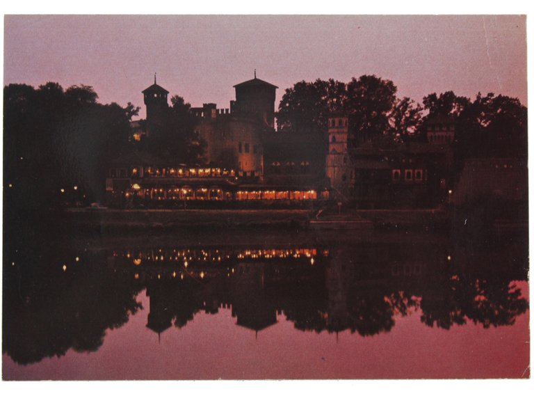 TORINO, Notturno del castello del Valentino (Cartolina).