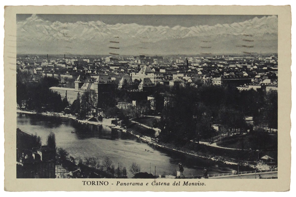 TORINO: Panorama e Catena del Monviso. Cartolina del 941 (cm …