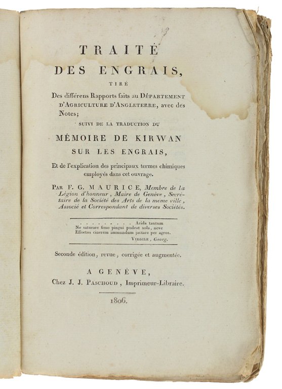 TRAITE' DES ENGRAIS tiré des différens Rapports faits au Département …