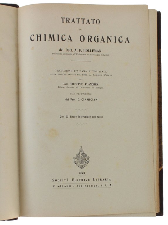 TRATTATO DI CHIMICA ORGANICA [Prima edizione]