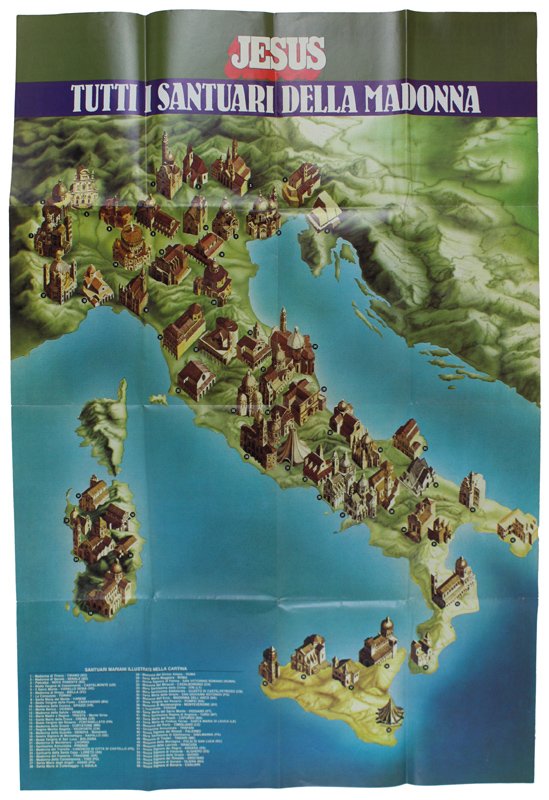TUTTI I SANTUARI DELLA MADONNA. Grande Poster, cm 54x40