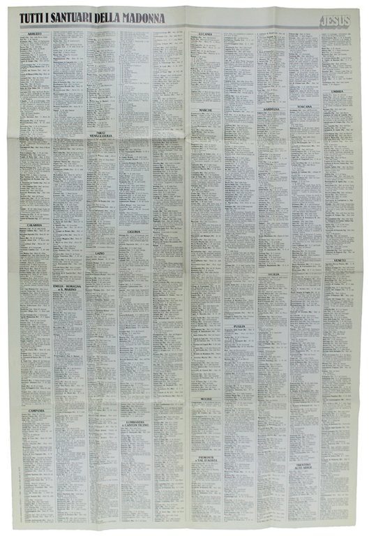 TUTTI I SANTUARI DELLA MADONNA. Grande Poster, cm 54x40