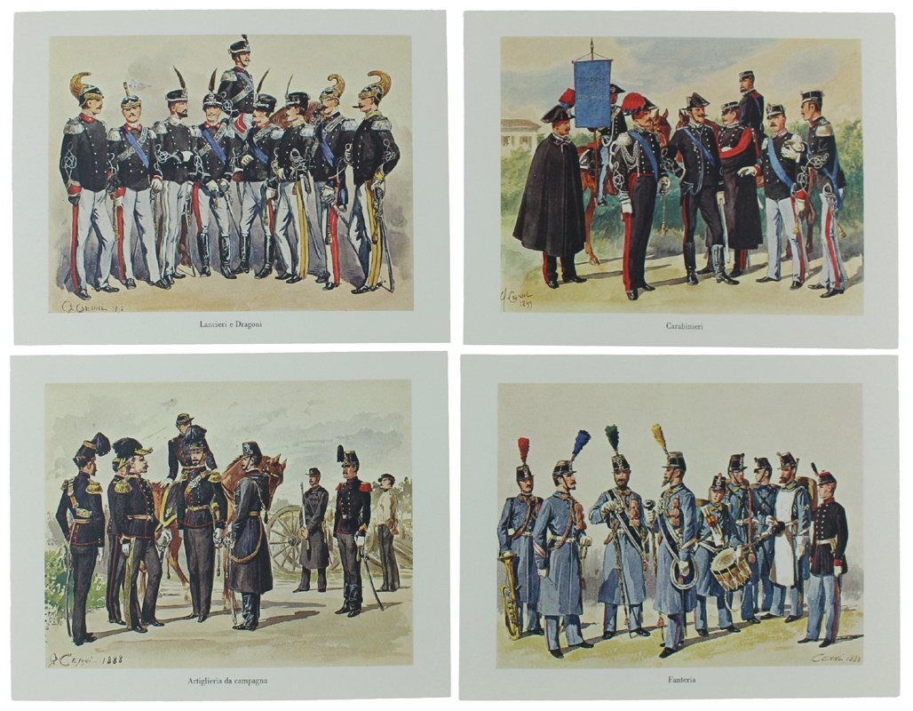 UNIFORMI DELL'ESERCITO ITALIANO 1890/1900. Acquerelli.