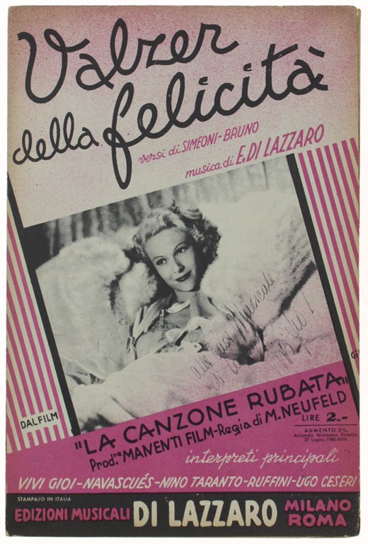 VALZER DELLA FELICITA'. Dal film "La canzone rubata".