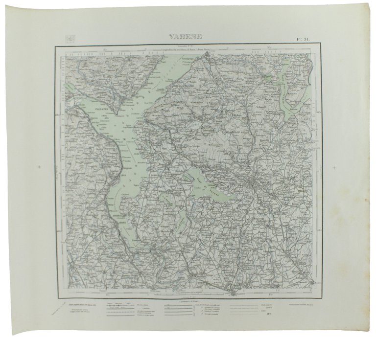 VARESE. Foglio 31 della Carta d'Italia, scala di 1:100.000, cm 57,5x52