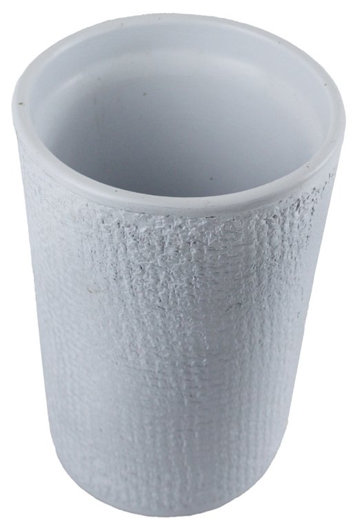 VASO IN CERAMICA BIANCO/ARGENTO CILINDRICO CM 19,5x13