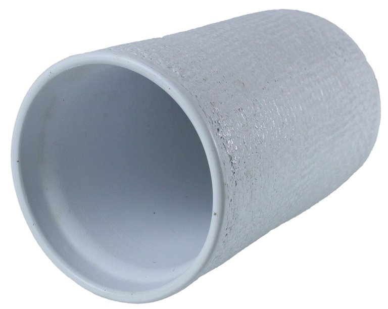 VASO IN CERAMICA BIANCO/ARGENTO CILINDRICO CM 19,5x13