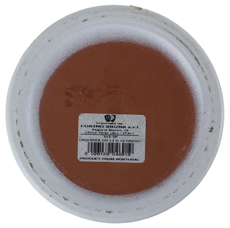 VASO IN CERAMICA BIANCO/ARGENTO CILINDRICO CM 19,5x13