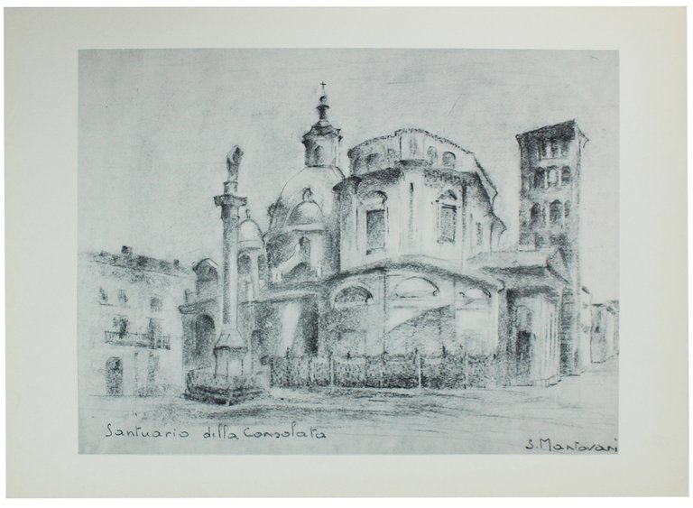 VEDUTE DI CHIESE TORINESI disegnate a carboncino. 5 TAVOLE.