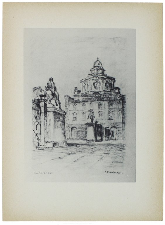 VEDUTE DI CHIESE TORINESI disegnate a carboncino. 5 TAVOLE.