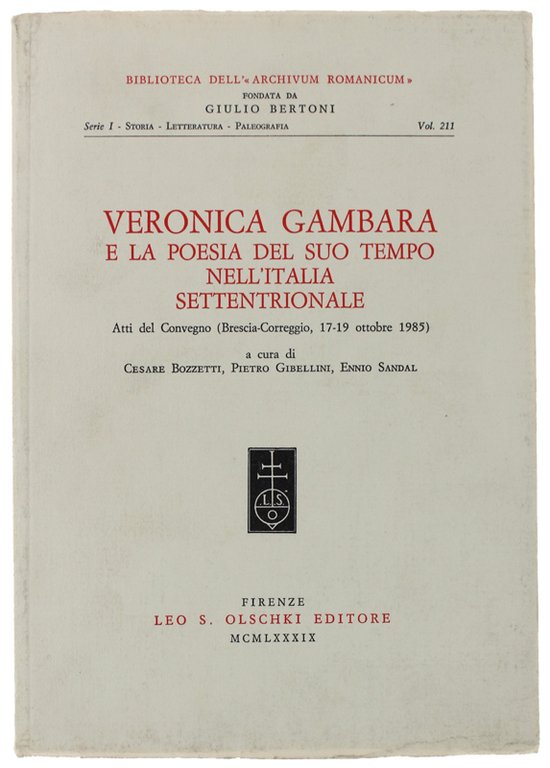 VERONICA GAMBARA E LA POESIA DEL SUO TEMPO NELL'ITALIA SETTENTRIONALE. …