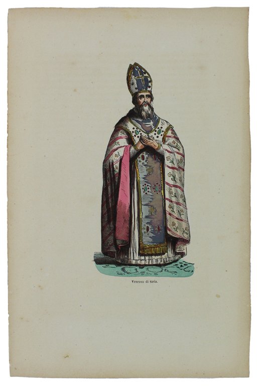 VESCOVO DI SIRIA. Tavola del 1844 acquerellata a mano, cm …
