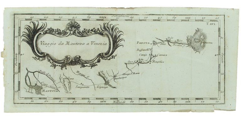 VIAGGIO DA MANTOVA A VENEZIA (incisione originale su rame).