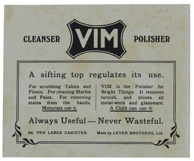 VIM. A Child can use it. Cromolitografia ORIGINALE del 1912 …