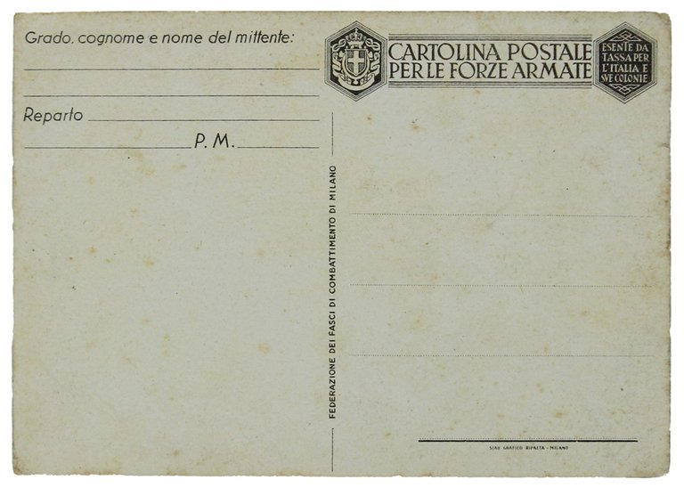 VINCERE! Cartolina per le Forze Armate, non viaggiata (1940 ca.)