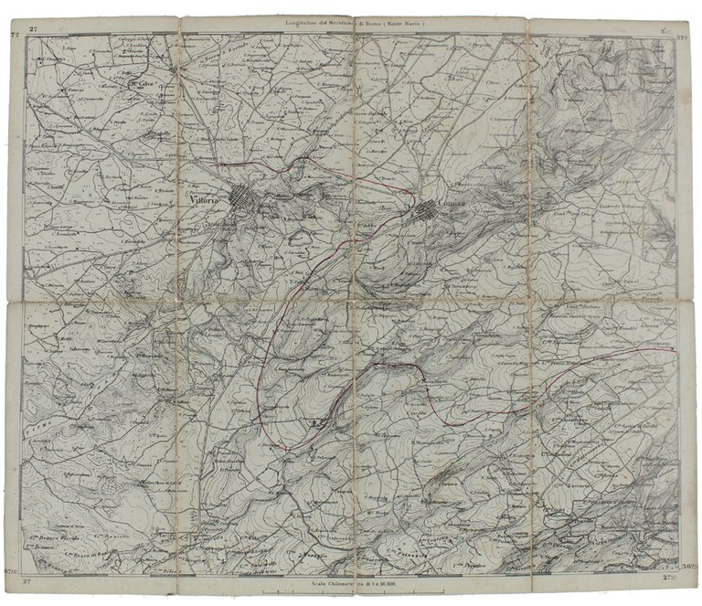 VITTORIA. Foglio N° 276 della Carta d'Italia. Scala 1:50.000. Longitudine …