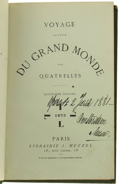 VOYAGE AUTOUR DU GRAND MONDE.
