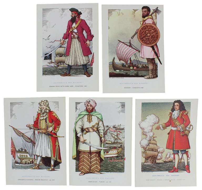 VSEVOLODE NICOULINE "PIRATI E CORSARI" SERIE 1a: LOTTO DI CARTOLINE