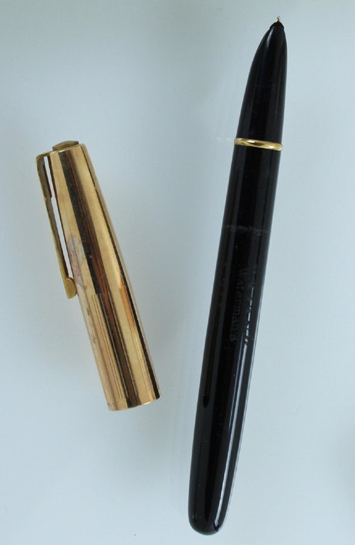 WATERMAN'S X-PEN. Stilografica, riempim. capillare, cappuccio laminato oro NUOVA