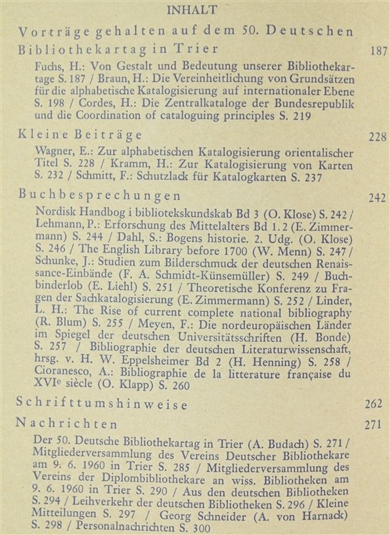 ZEITSCHRIFT FUR BIBLIOTHEKSWESEN UND BIBLIOGRAPHIE. Jahrgang VII - 1960 - …