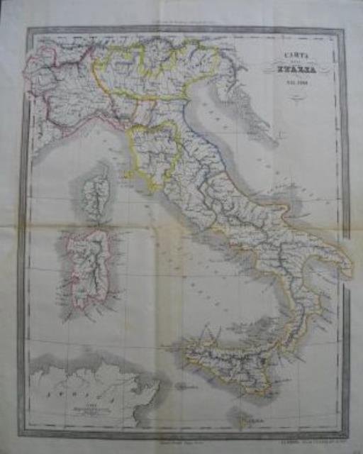 Carta dell’Italia nel 1849.