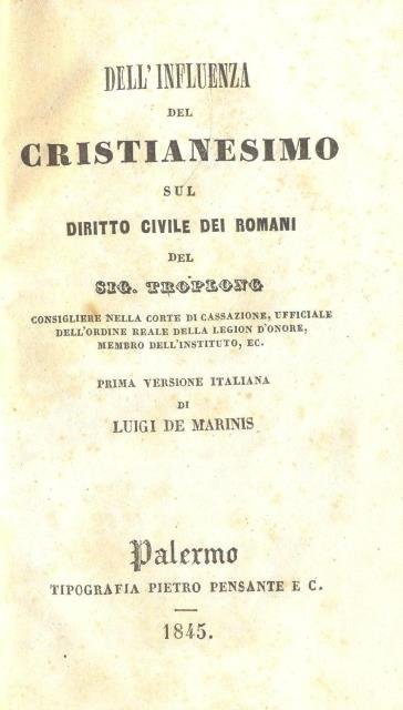 Dell’influenza del Cristianesimo sul diritto civile dei Romani. Prima versione …
