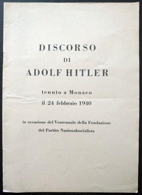 Discorso di Adolf Hitler tenuto a Monaco il 24 febbraio …