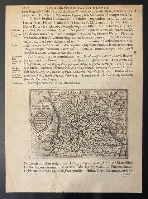 Ducatus Mediolanensis finitimaruque regionu Descriptio a° 1596.