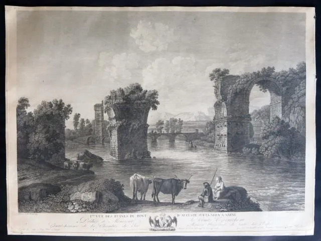 I.ere Vue des ruines du Pont d’Auguste sur la Nera …