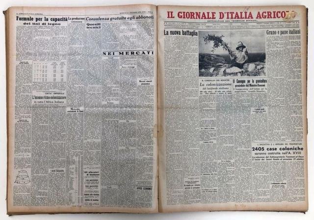 Il Giornale d'Italia Agricolo. Annate 1939 -1940.