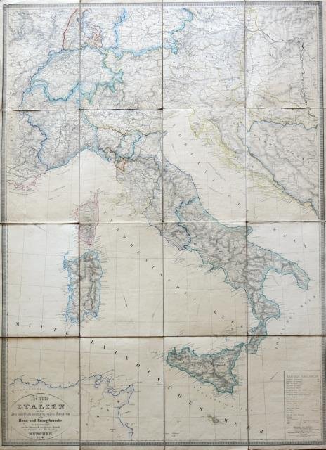 Italia. Karte von Italien nebst den nördlich angrænzenden Lændern zum …