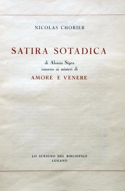 Satira sotadica di Aloisia Sigea intorno ai misteri di Amore …