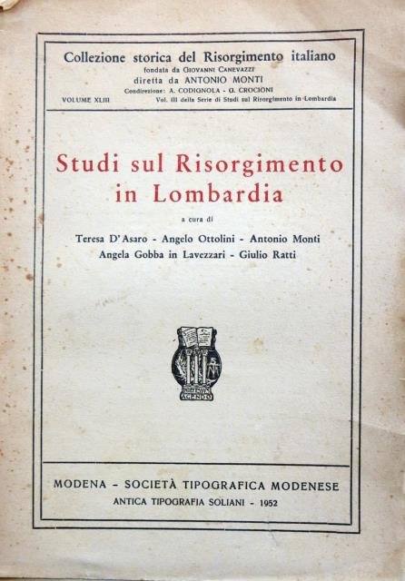 Studi sul Risorgimento in Lombardia.