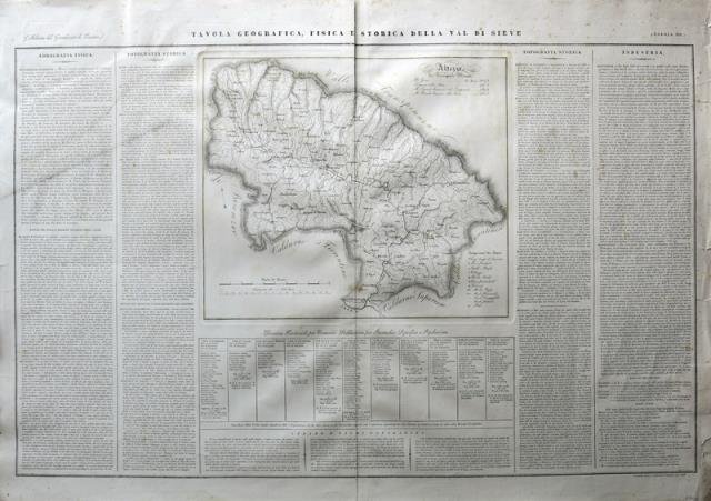 Tavola Geografica, Fisica e Storica della Val di Sieve.