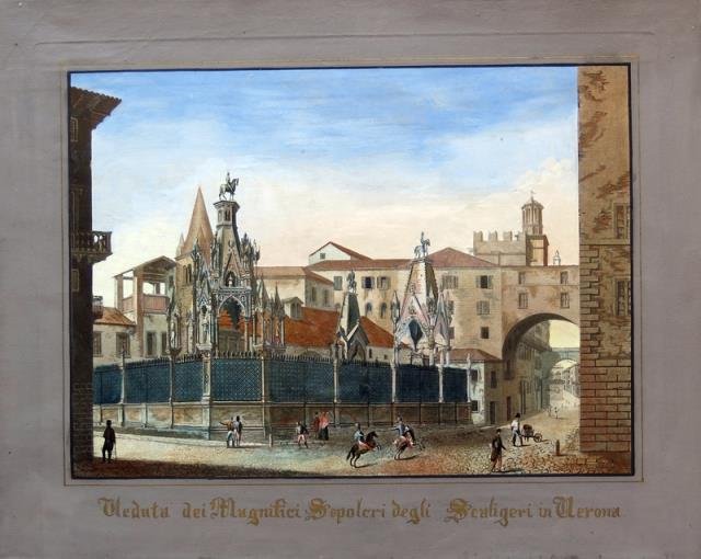 Veduta dei Magnifici Sepolcri degli Scaligeri in Verona.