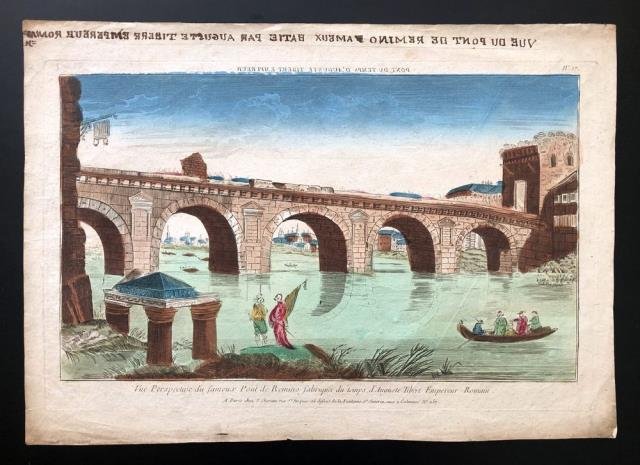 Vue perspective du fameux Pont de Rimino, fabriquée du temps …